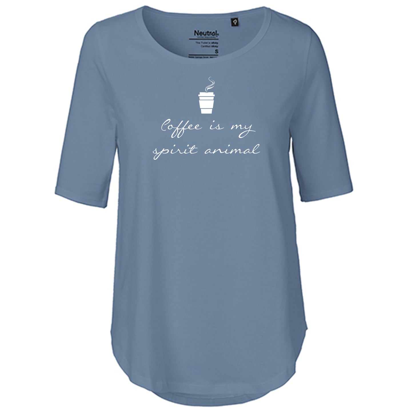 T-Shirt Damen FairTrade Oversized Half Sleeve "Coffee is my spirit animal"