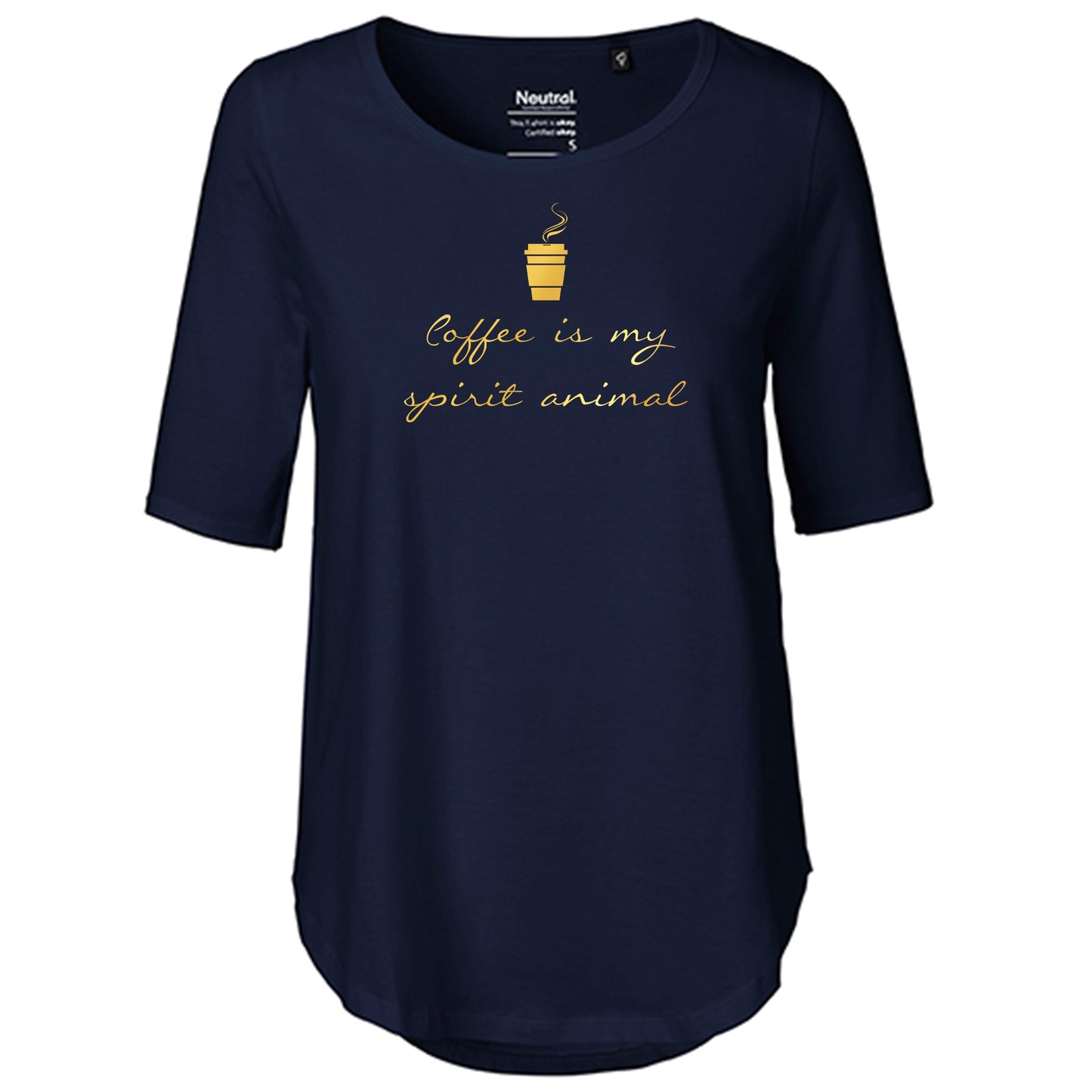 T-Shirt Damen FairTrade Oversized Half Sleeve "Coffee is my spirit animal"