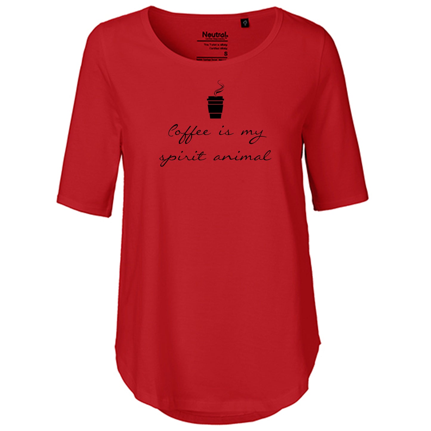 T-Shirt Damen FairTrade Oversized Half Sleeve "Coffee is my spirit animal"