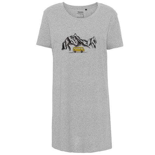 Ladies´ Long Length T-Shirt | Motiv: Camper +Berg | Bio-BW