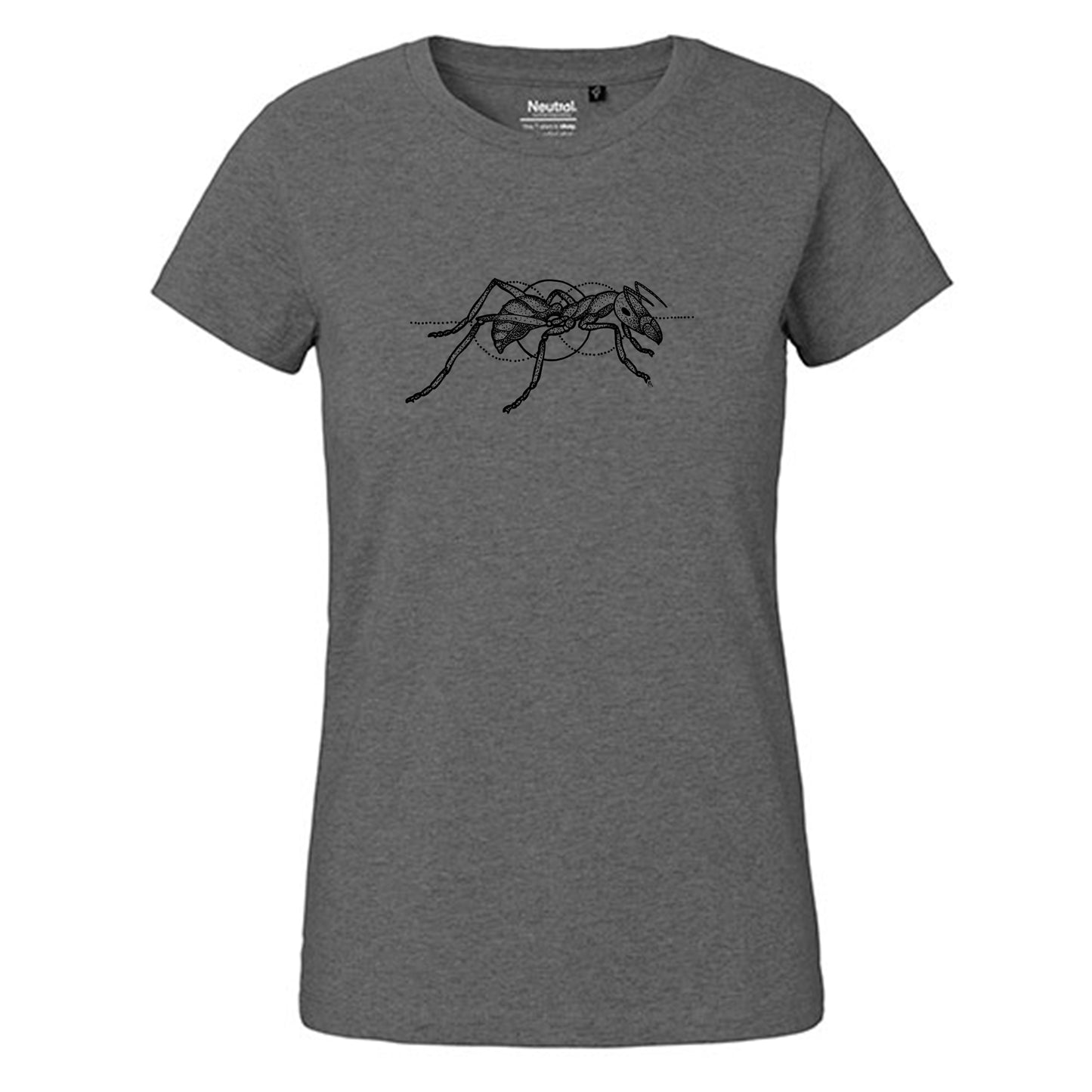 Fair-trade women's t-shirt 'Ant drawn' 100% organic cotton