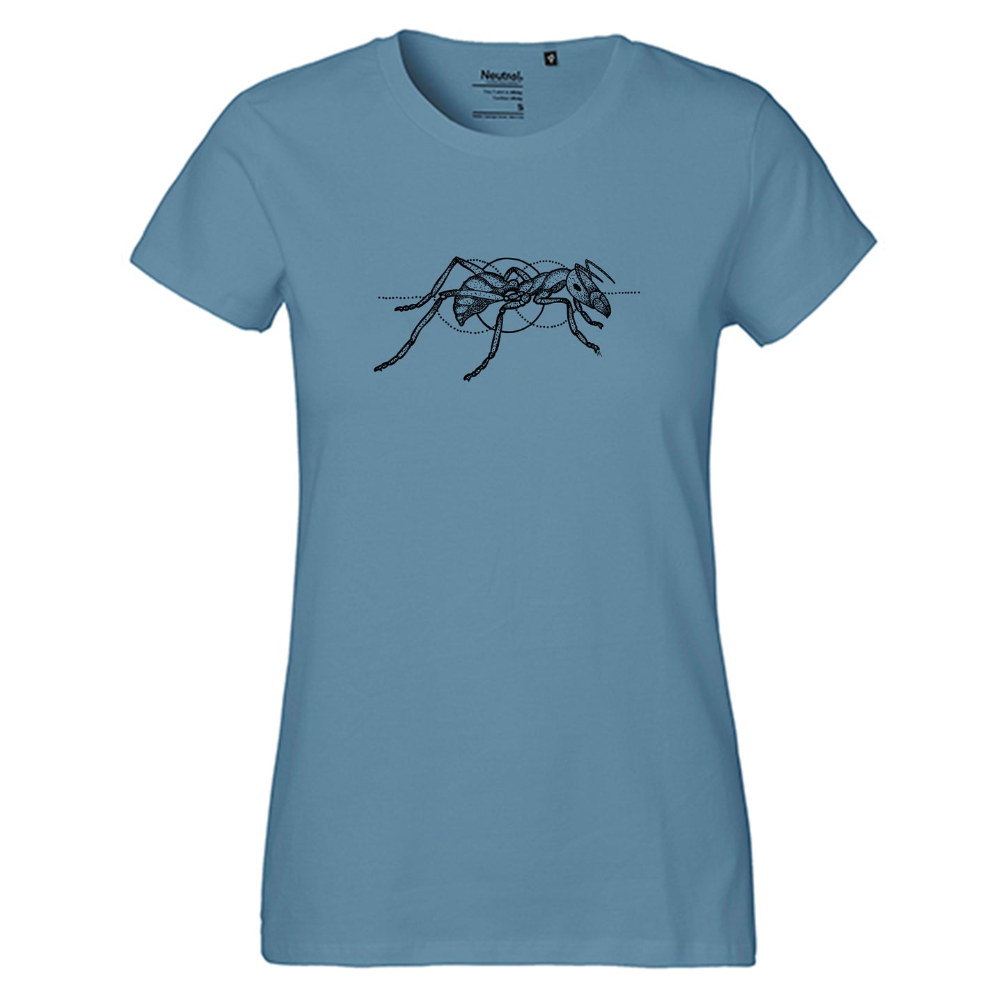 Fair-trade women's t-shirt 'Ant drawn' 100% organic cotton