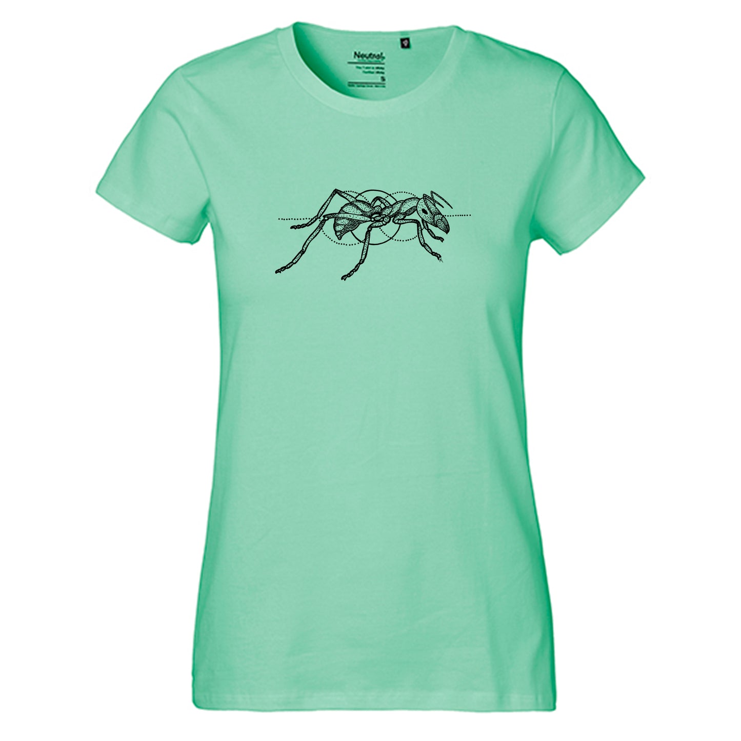 Fair-trade women's t-shirt 'Ant drawn' 100% organic cotton