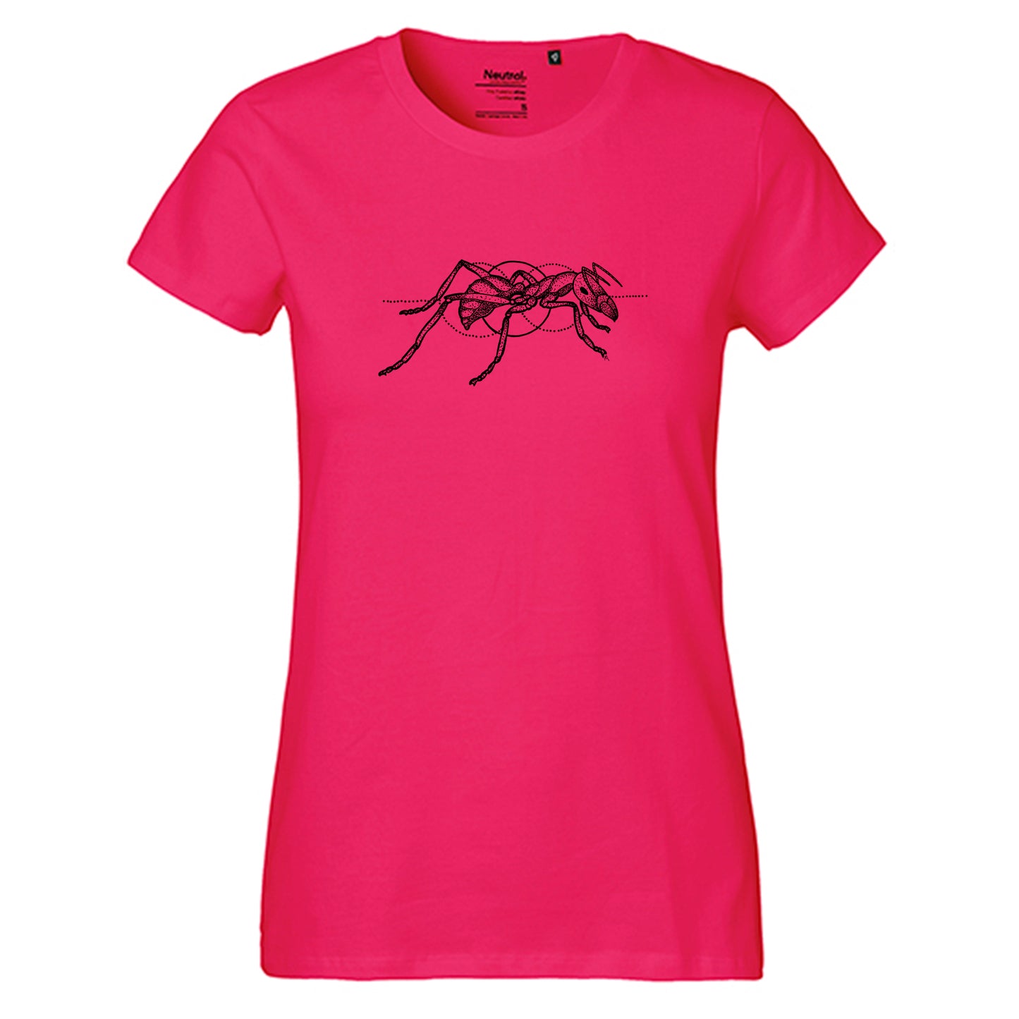 Fair-trade women's t-shirt 'Ant drawn' 100% organic cotton