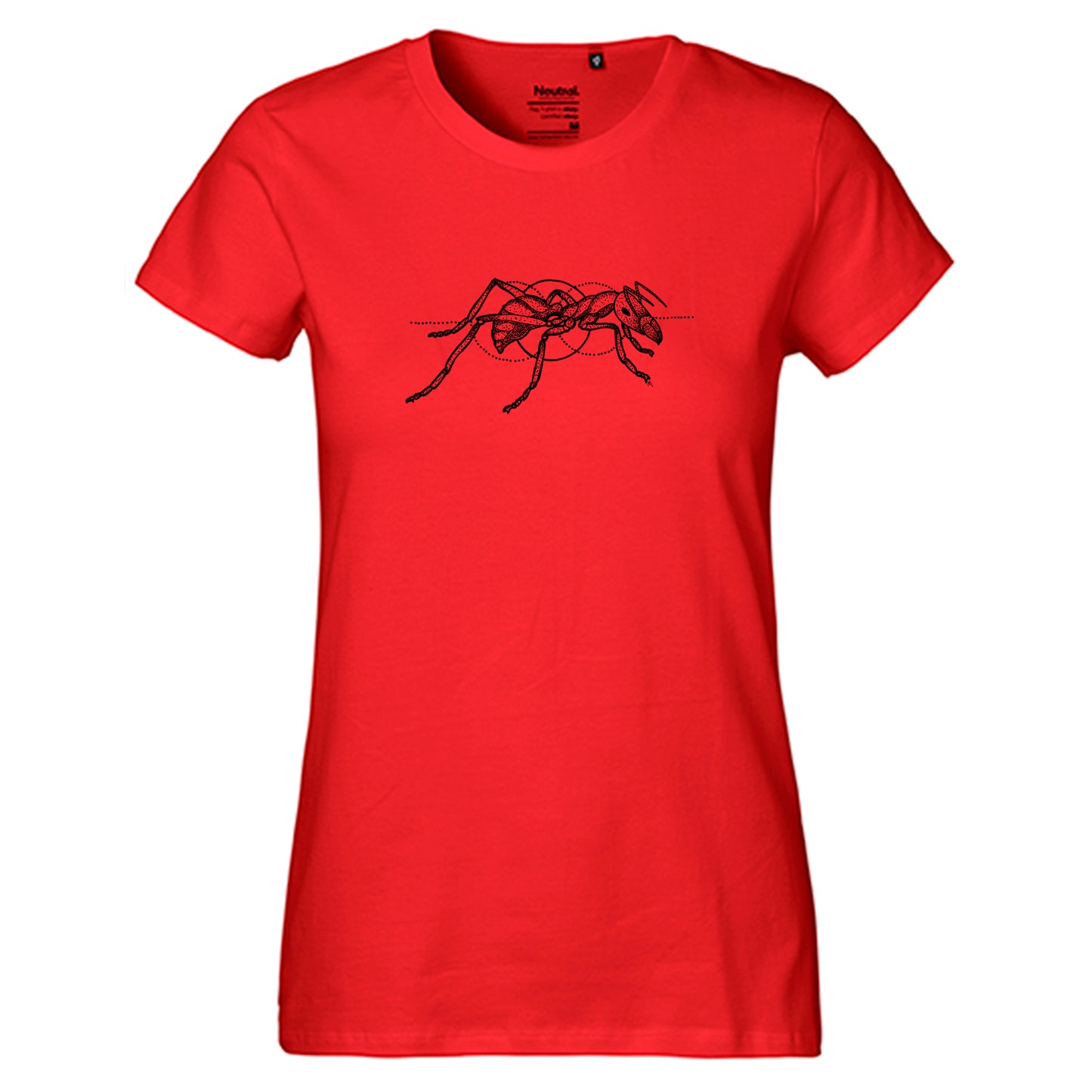 Fair-trade women's t-shirt 'Ant drawn' 100% organic cotton