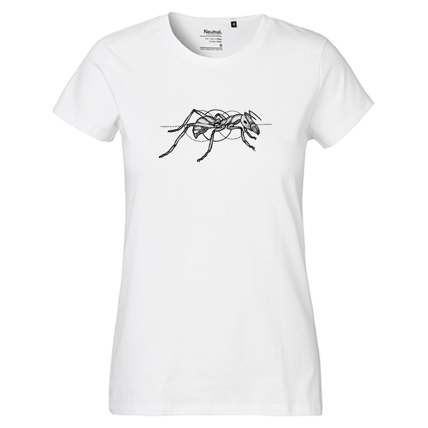 Fair-trade women's t-shirt 'Ant drawn' 100% organic cotton