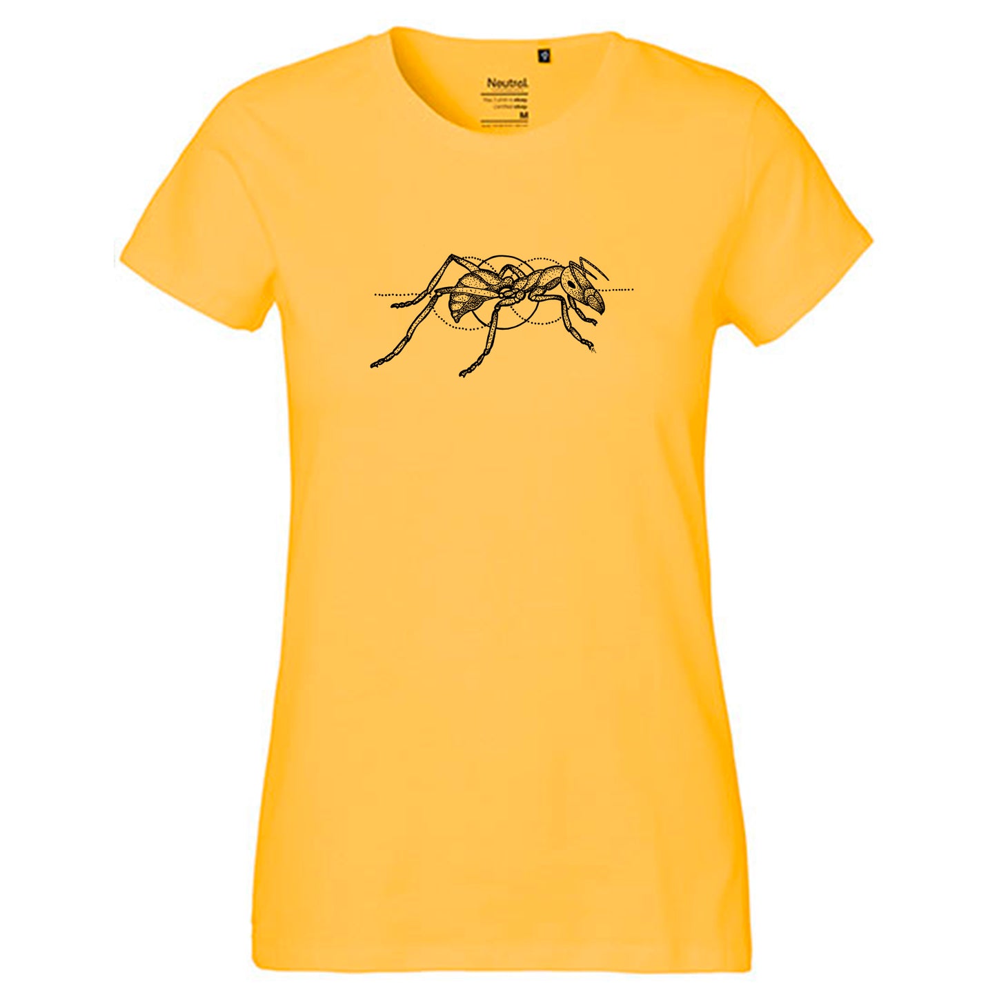 Fair-trade women's t-shirt 'Ant drawn' 100% organic cotton