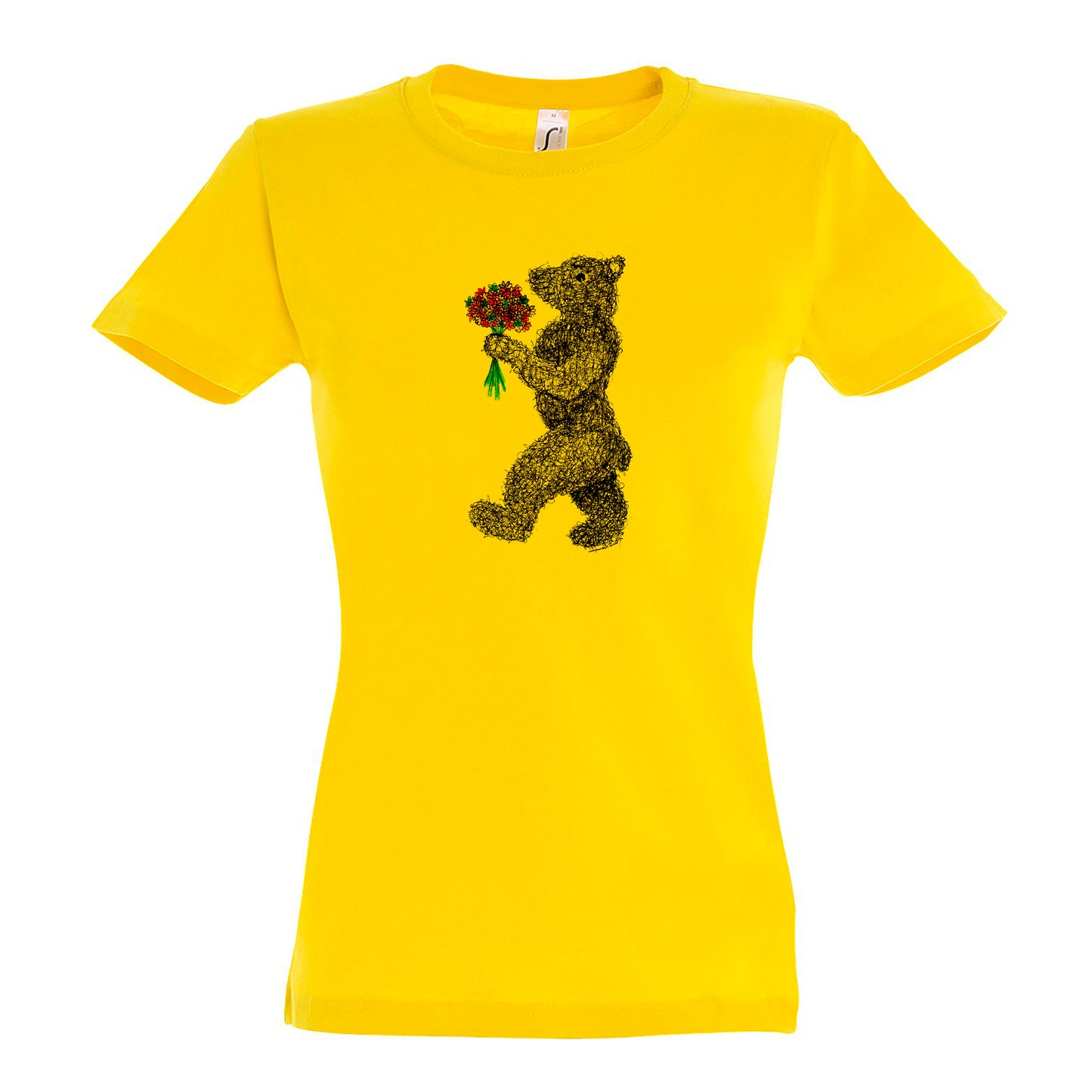 FairWear women's t-shirt 'Flowers - Bear' drawn cotton