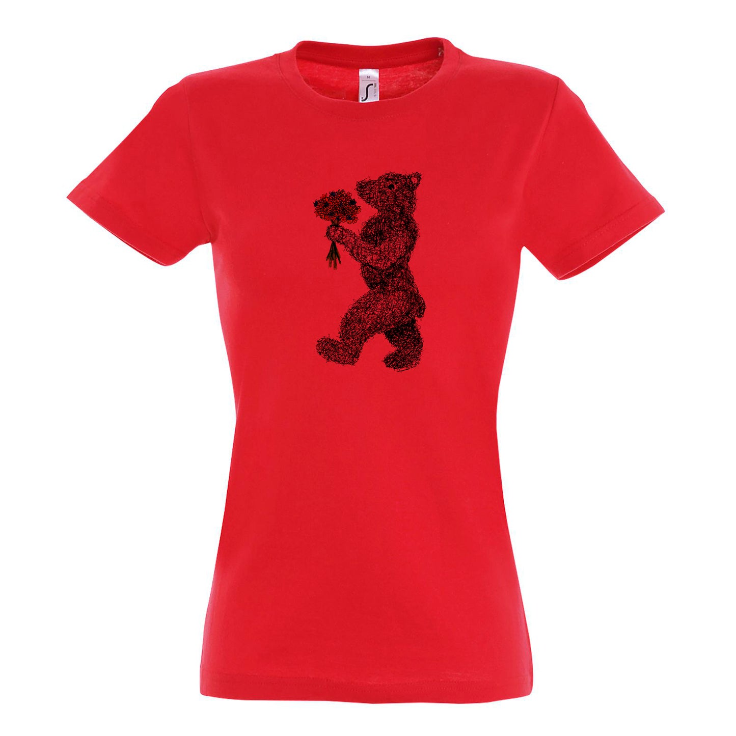 FairWear women's t-shirt 'Flowers - Bear' drawn cotton