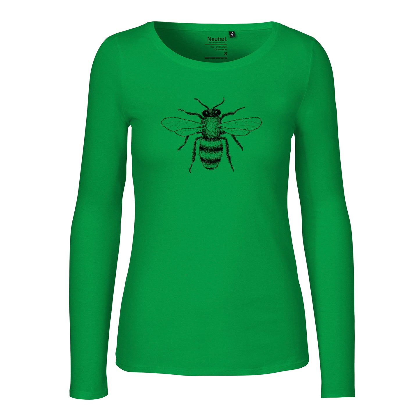 Damen FairTrade Longsleeve "Biene - gezeichnet" 100% BioBaumwolle und aus nachhaltiger Produktion