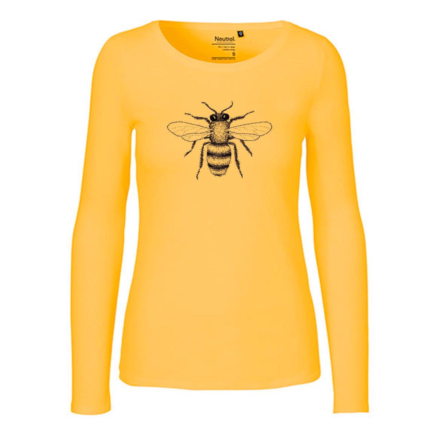 Damen FairTrade Longsleeve "Biene - gezeichnet" 100% BioBaumwolle und aus nachhaltiger Produktion