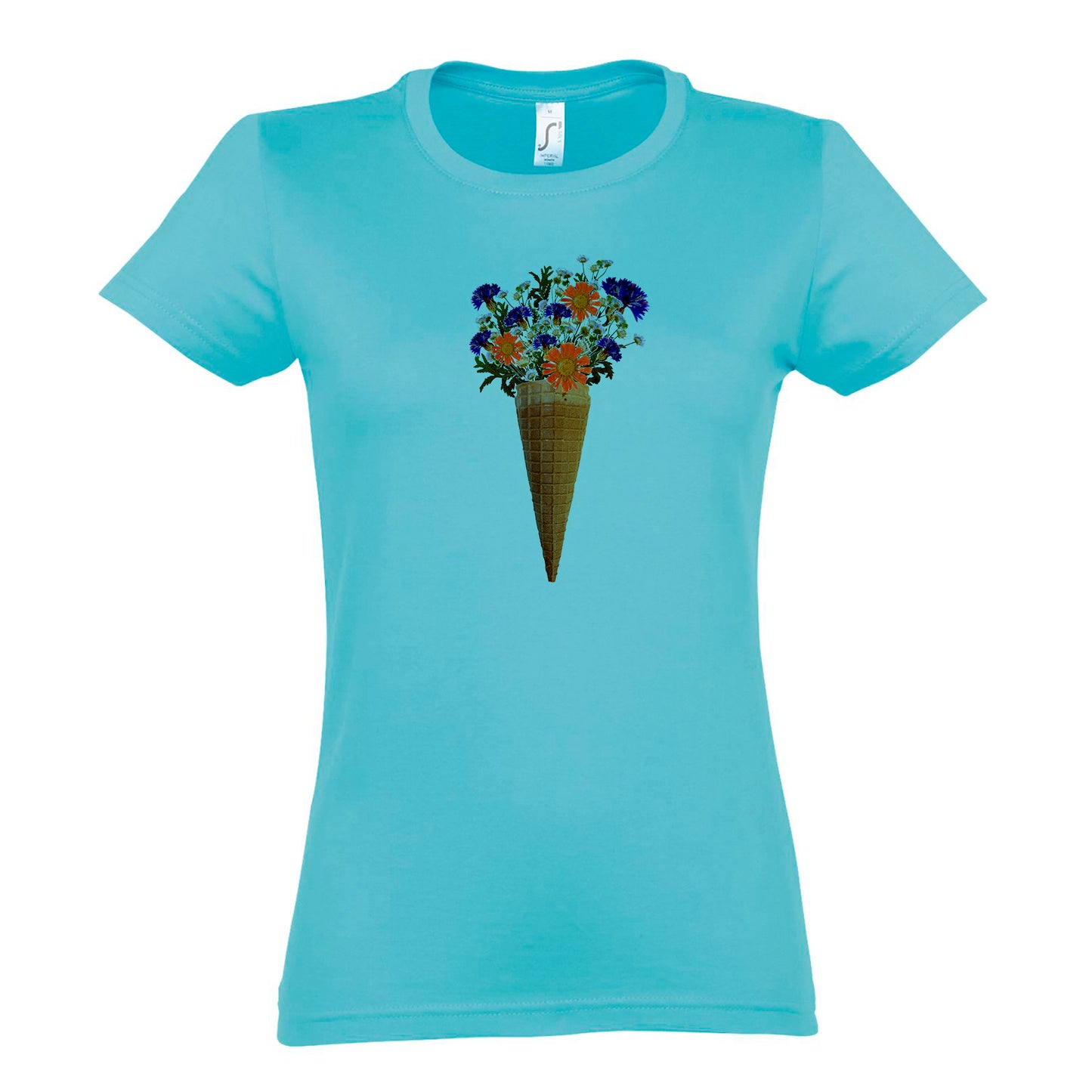 FairWear Damen T-Shirt 'Blumeneis' -  gezeichnet  Baumwolle