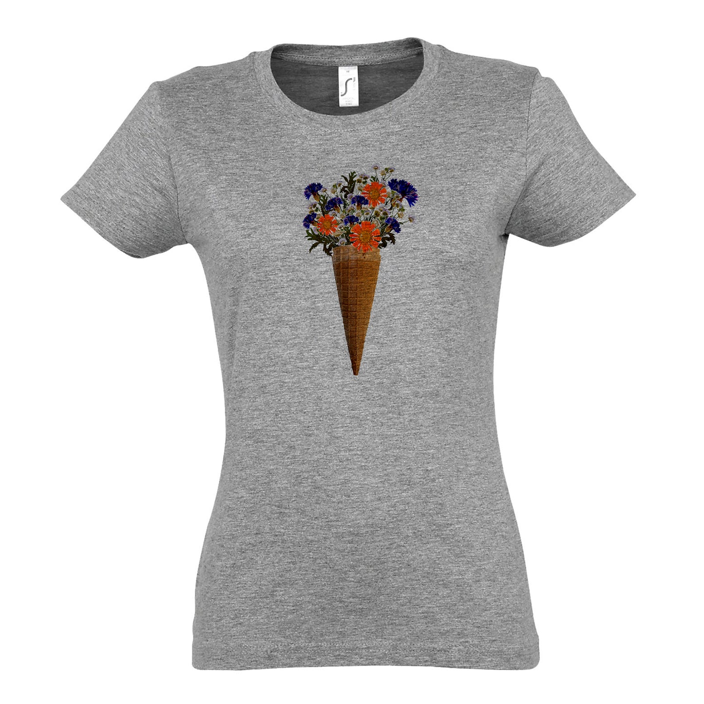 FairWear women's t-shirt 'Flower Ice' - drawn cotton