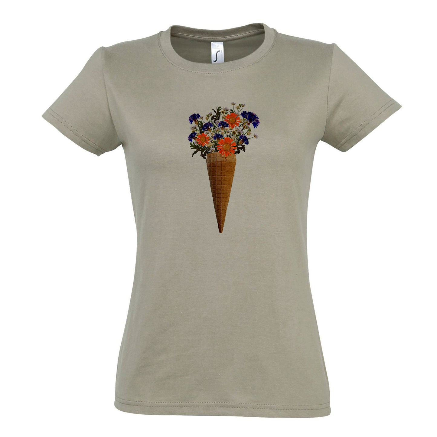 FairWear women's t-shirt 'Flower Ice' - drawn cotton