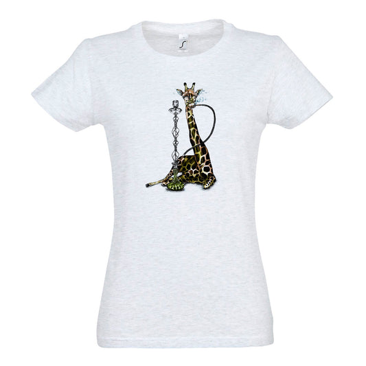 FairWear Damen T-Shirt 'Giraffe mit Shisha' gezeichnet  Baumwolle