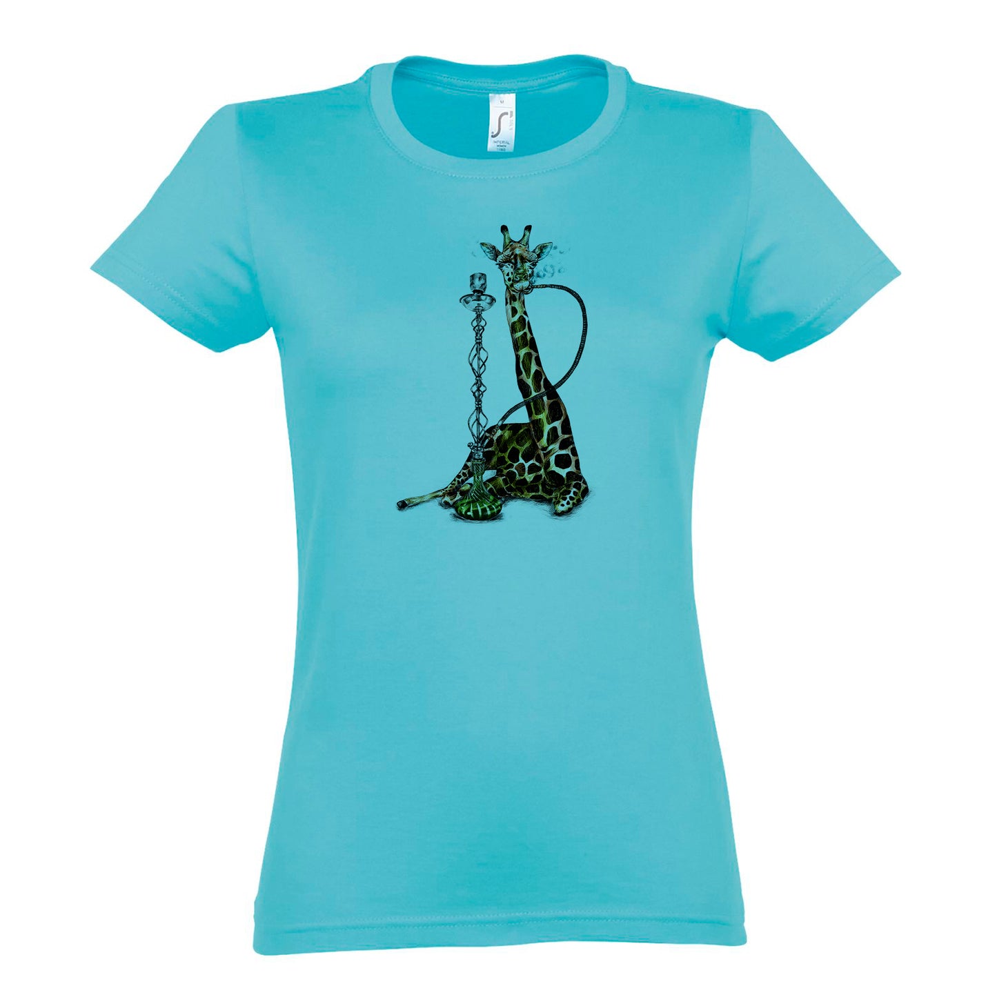 FairWear Damen T-Shirt 'Giraffe mit Shisha' gezeichnet  Baumwolle