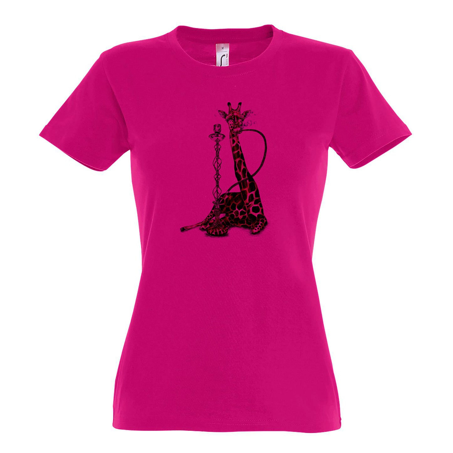 FairWear Damen T-Shirt 'Giraffe mit Shisha' gezeichnet  Baumwolle