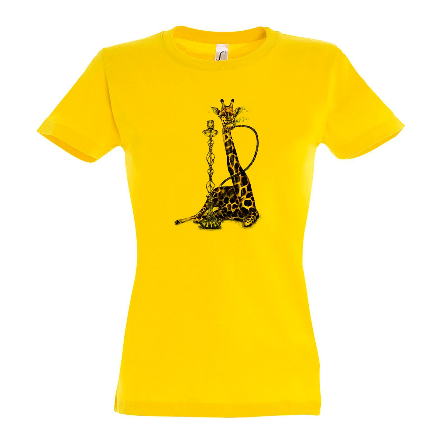 FairWear Damen T-Shirt 'Giraffe mit Shisha' gezeichnet  Baumwolle