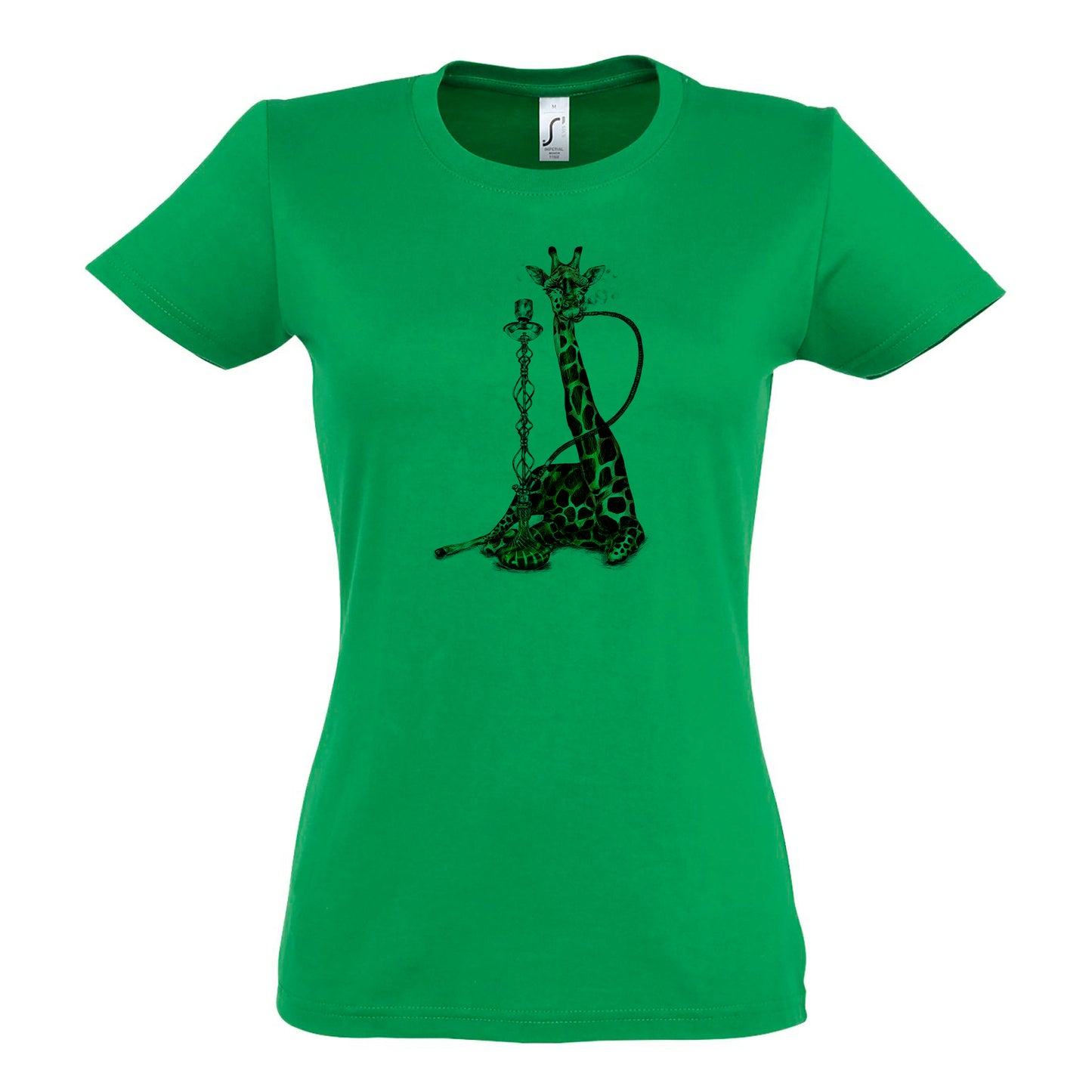 FairWear Damen T-Shirt 'Giraffe mit Shisha' gezeichnet  Baumwolle