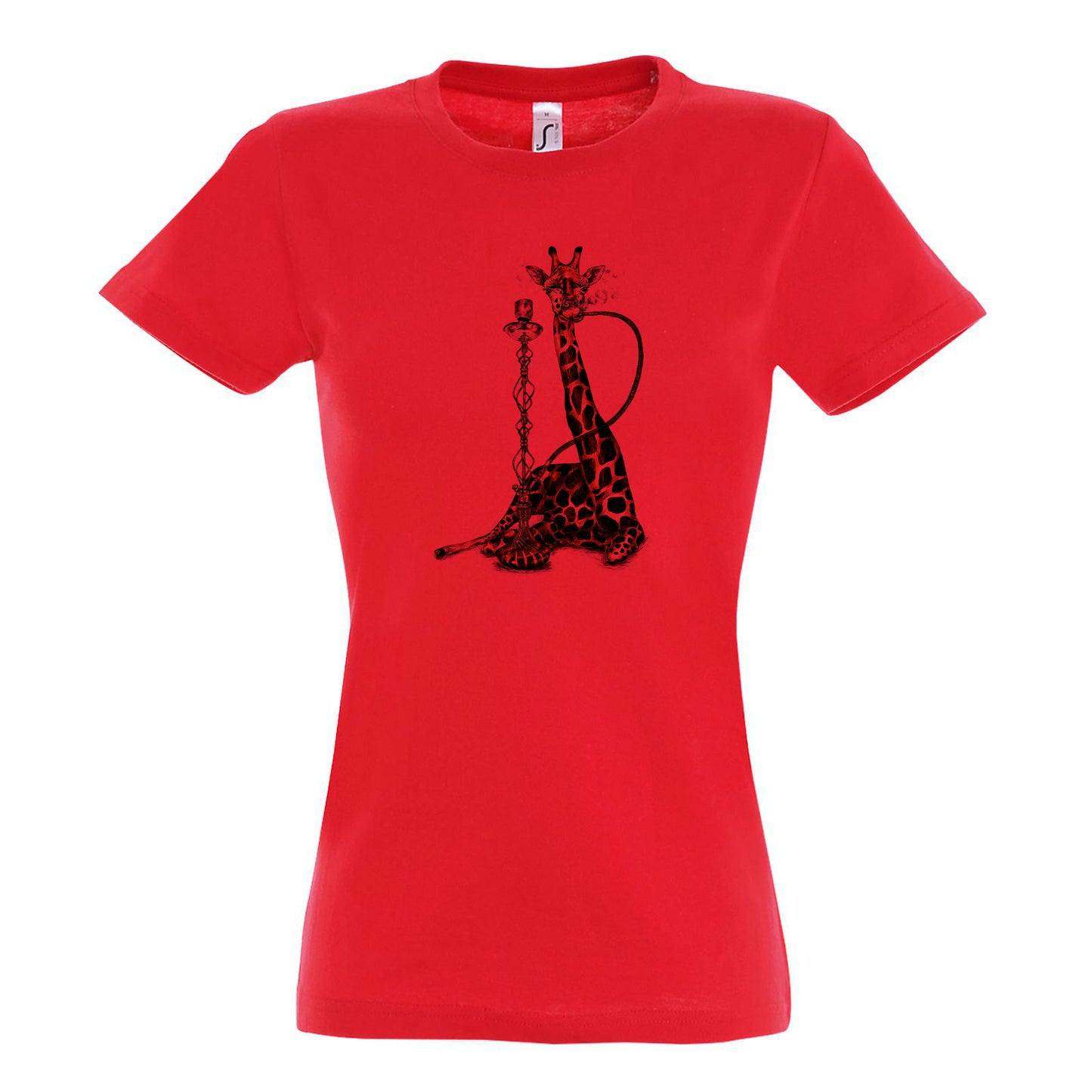 FairWear Damen T-Shirt 'Giraffe mit Shisha' gezeichnet  Baumwolle