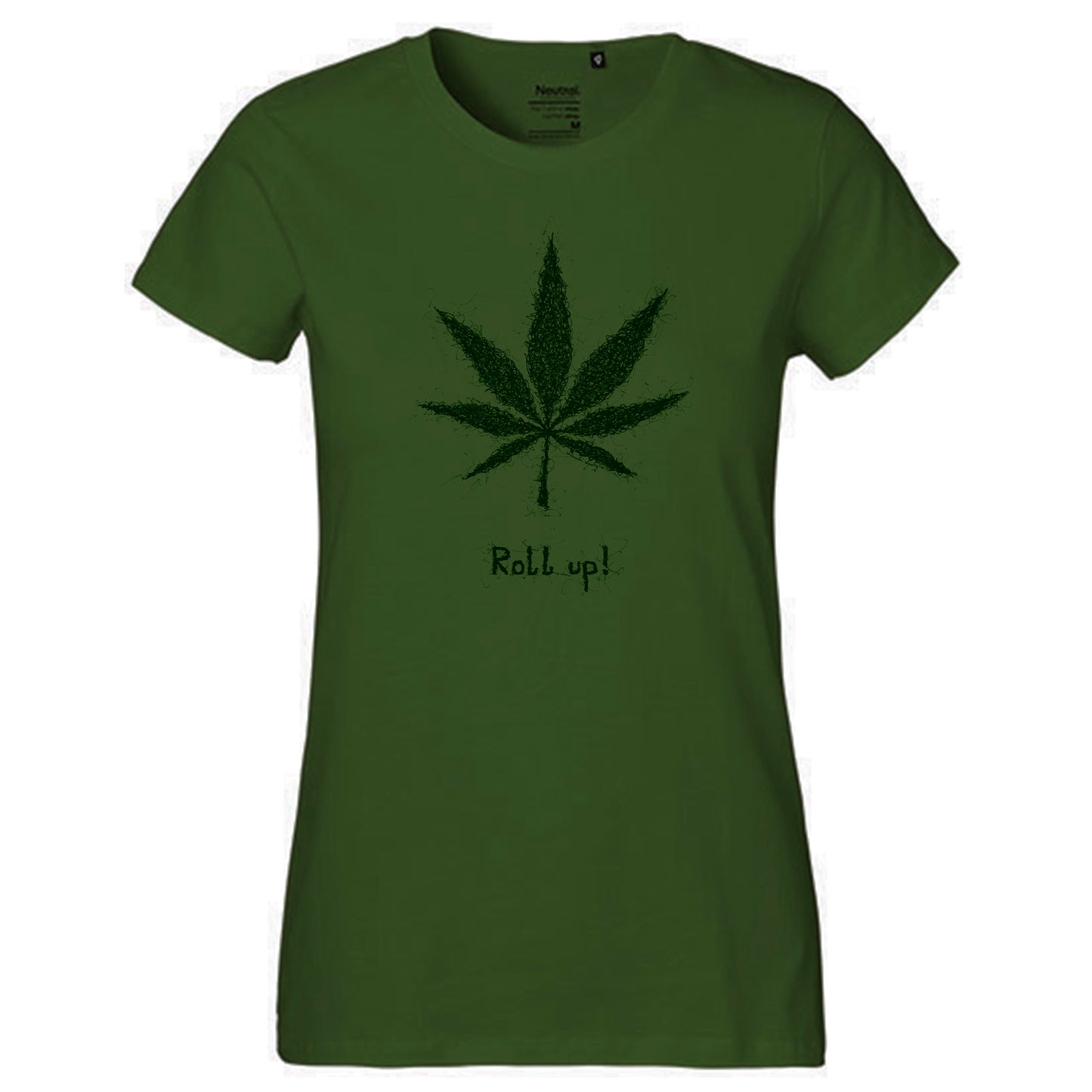 Fair-trade women's t-shirt 'Hemp leaf roll up!' 100% organic cotton