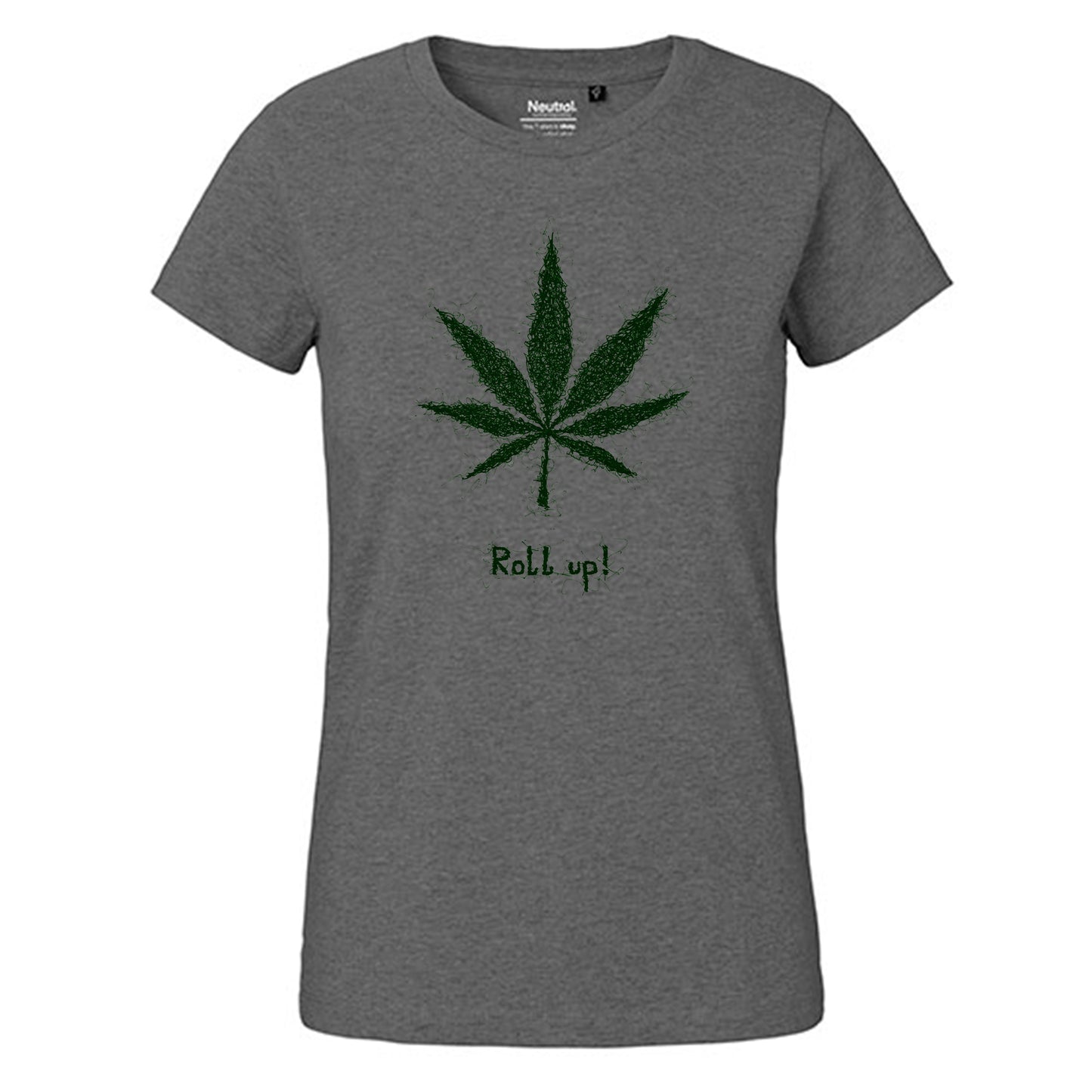 Fair-trade women's t-shirt 'Hemp leaf roll up!' 100% organic cotton