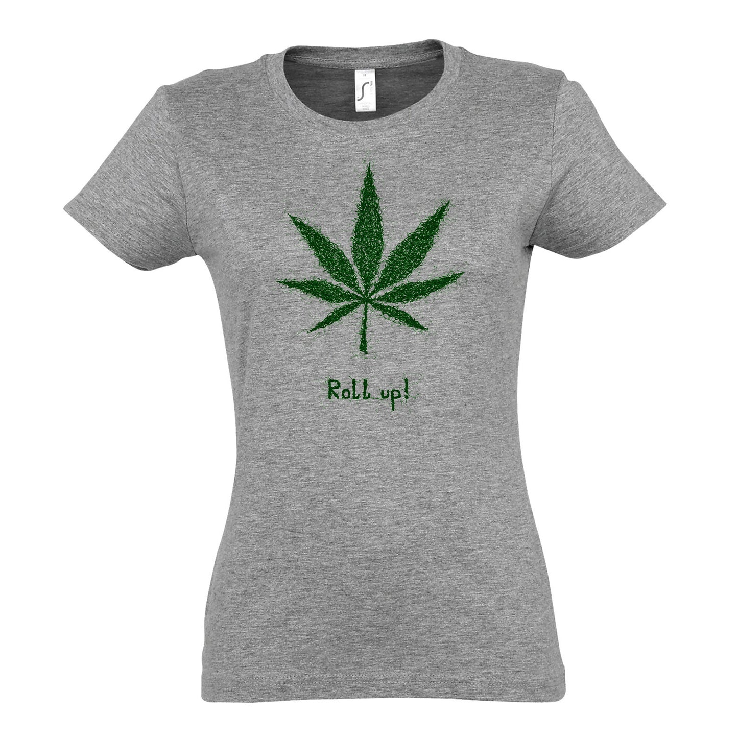 FairWear women's t-shirt 'Hemp leaf roll up' drawn cotton