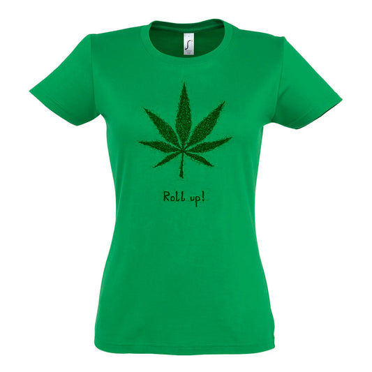 FairWear women's t-shirt 'Hemp leaf roll up' drawn cotton