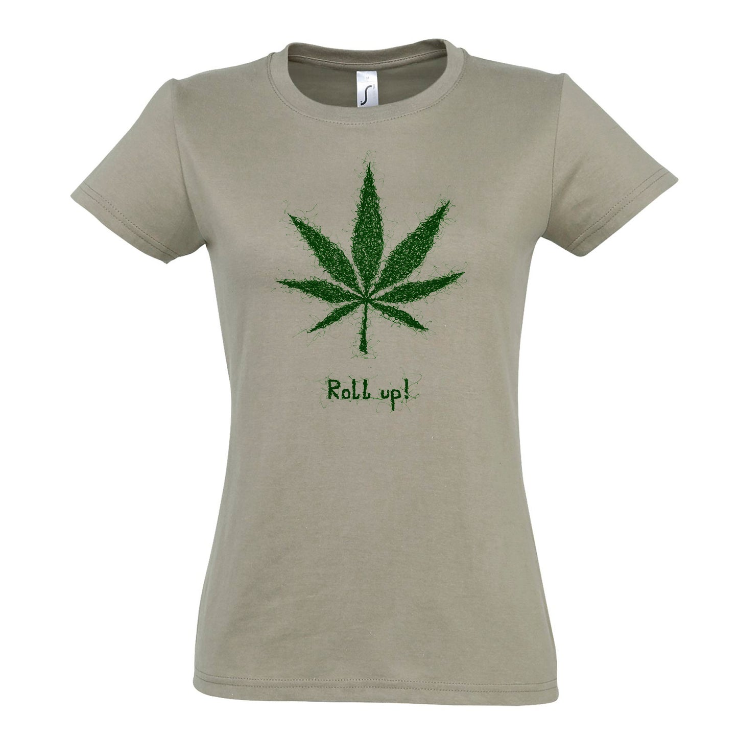 FairWear women's t-shirt 'Hemp leaf roll up' drawn cotton