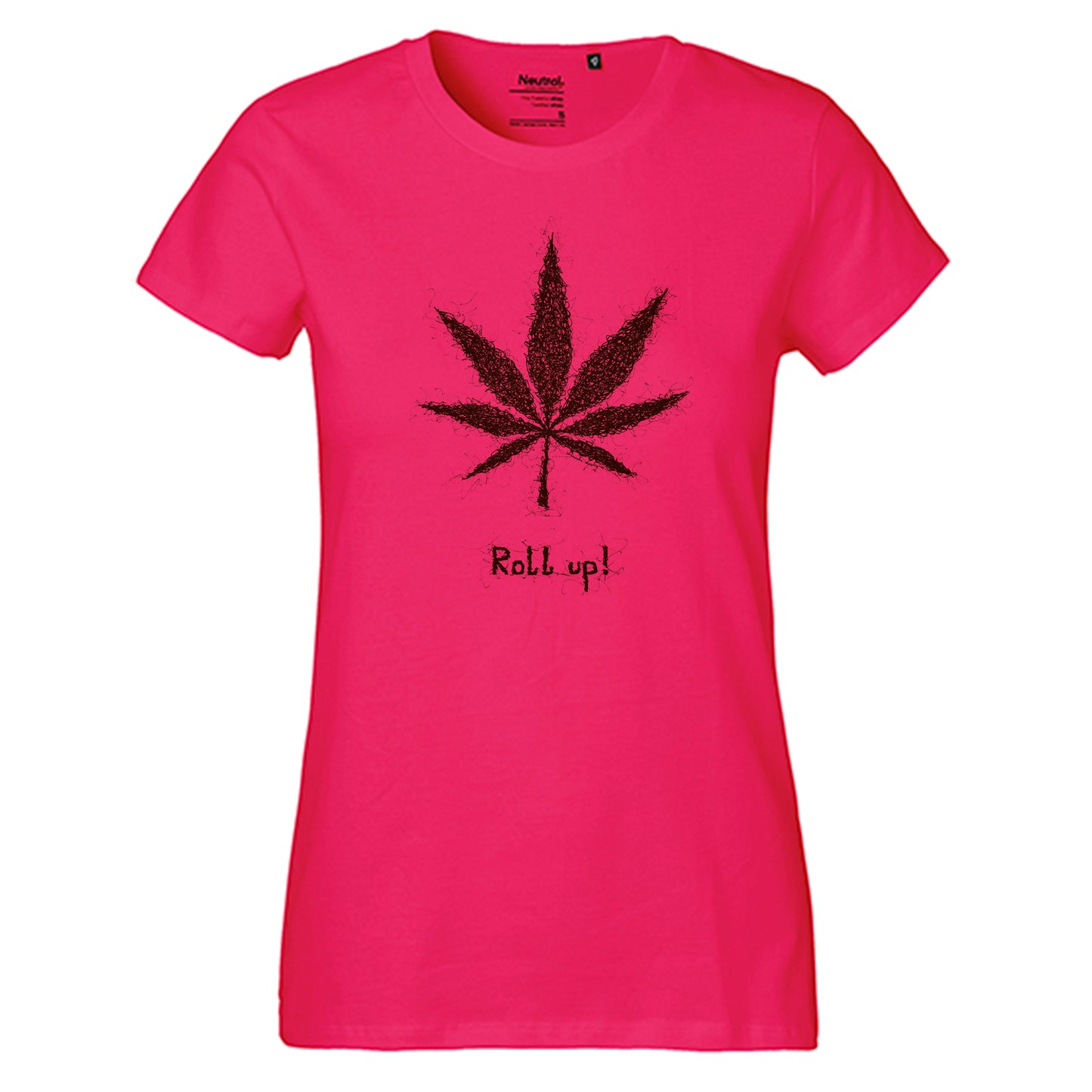 Fair-trade women's t-shirt 'Hemp leaf roll up!' 100% organic cotton