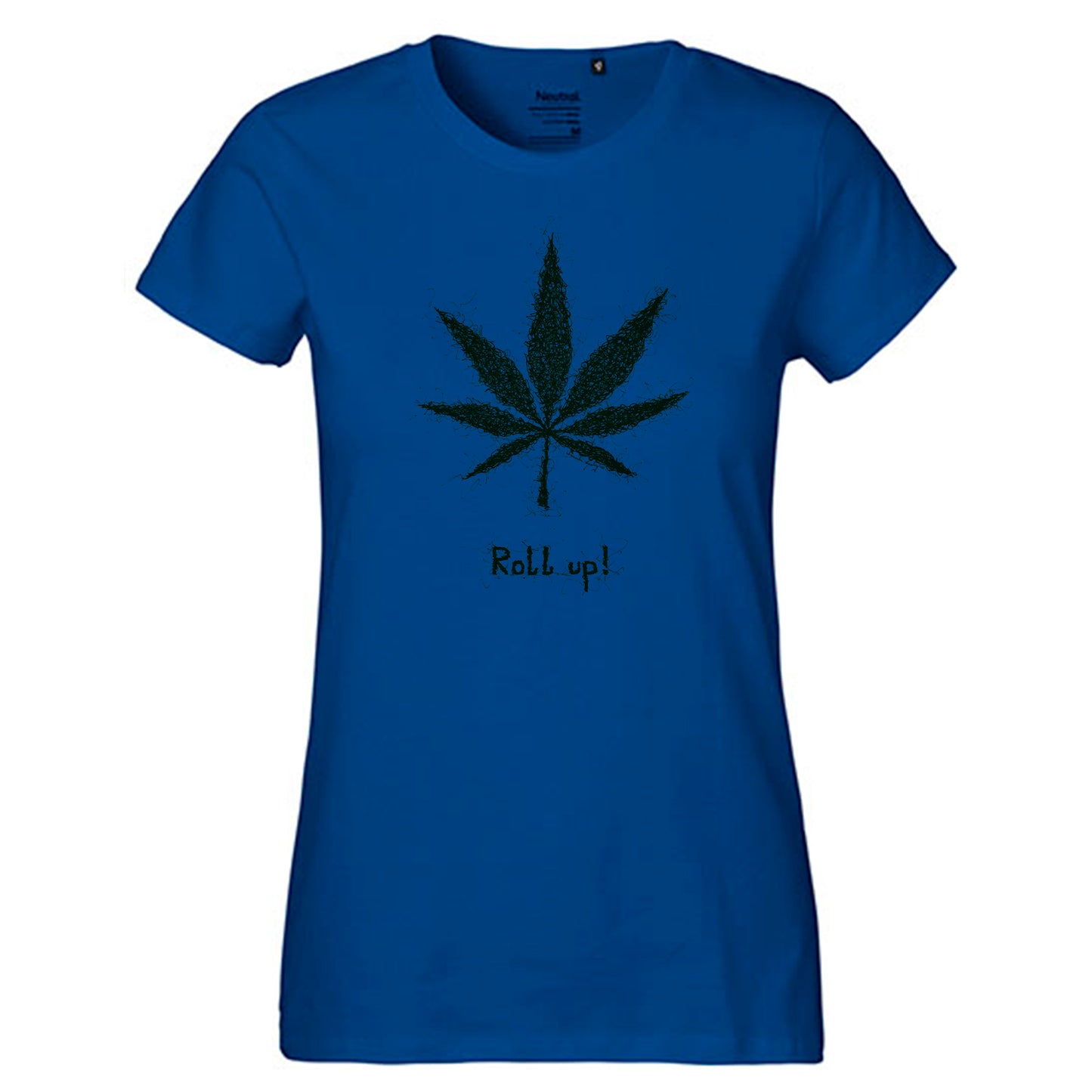 Fair-trade women's t-shirt 'Hemp leaf roll up!' 100% organic cotton