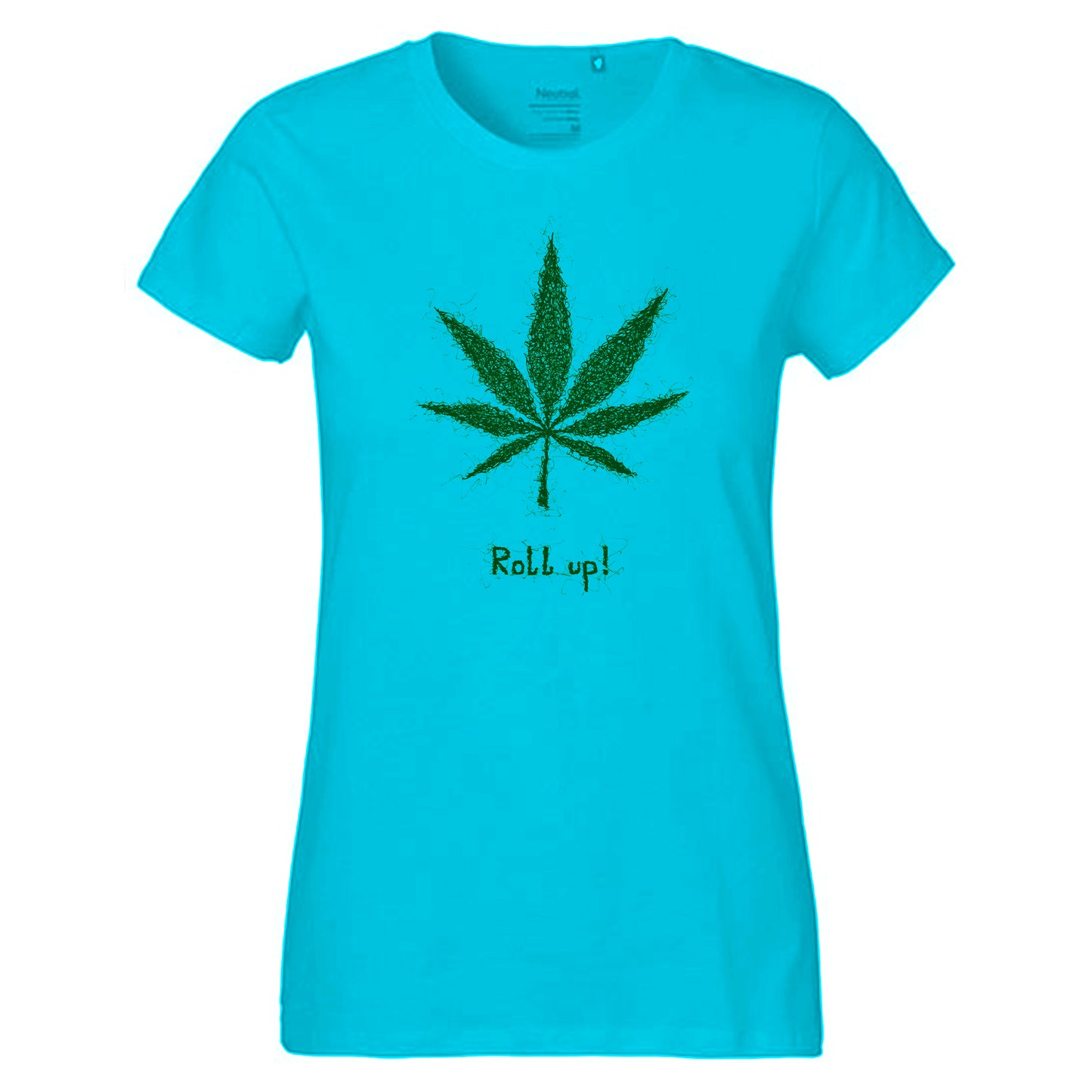 Fair-trade women's t-shirt 'Hemp leaf roll up!' 100% organic cotton