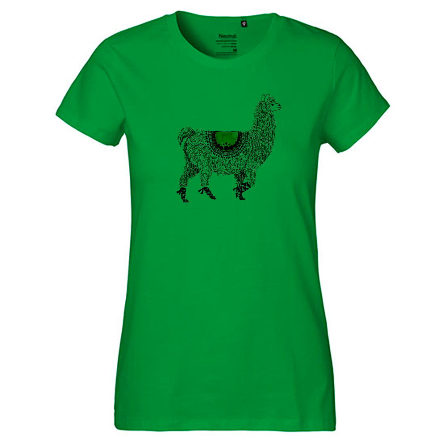 Fair-trade women's t-shirt 'Llama drawn' 100% organic cotton