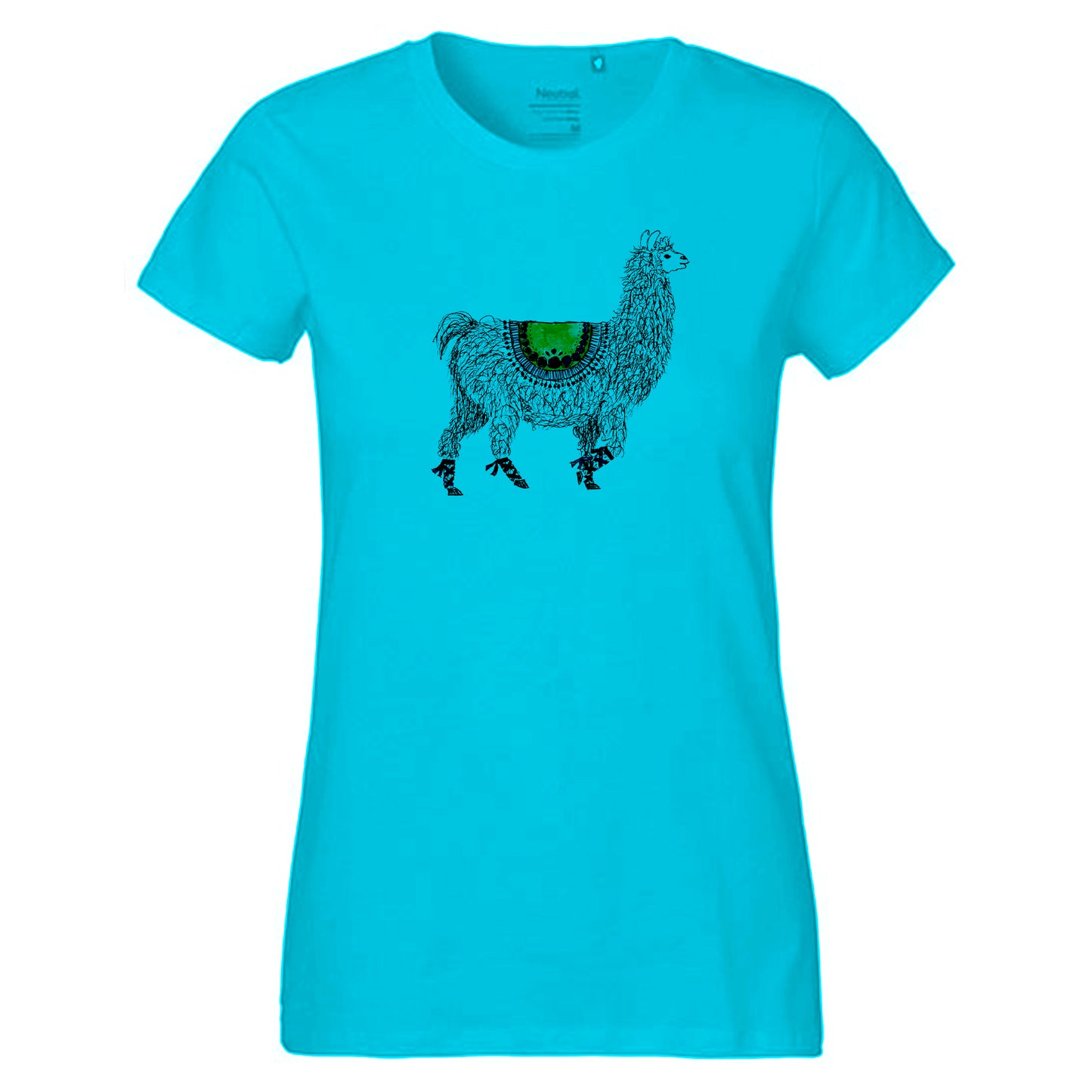 Fair-Trade Damen T-Shirt 'Lama gezeichnet' 100% Bio-Baumwolle