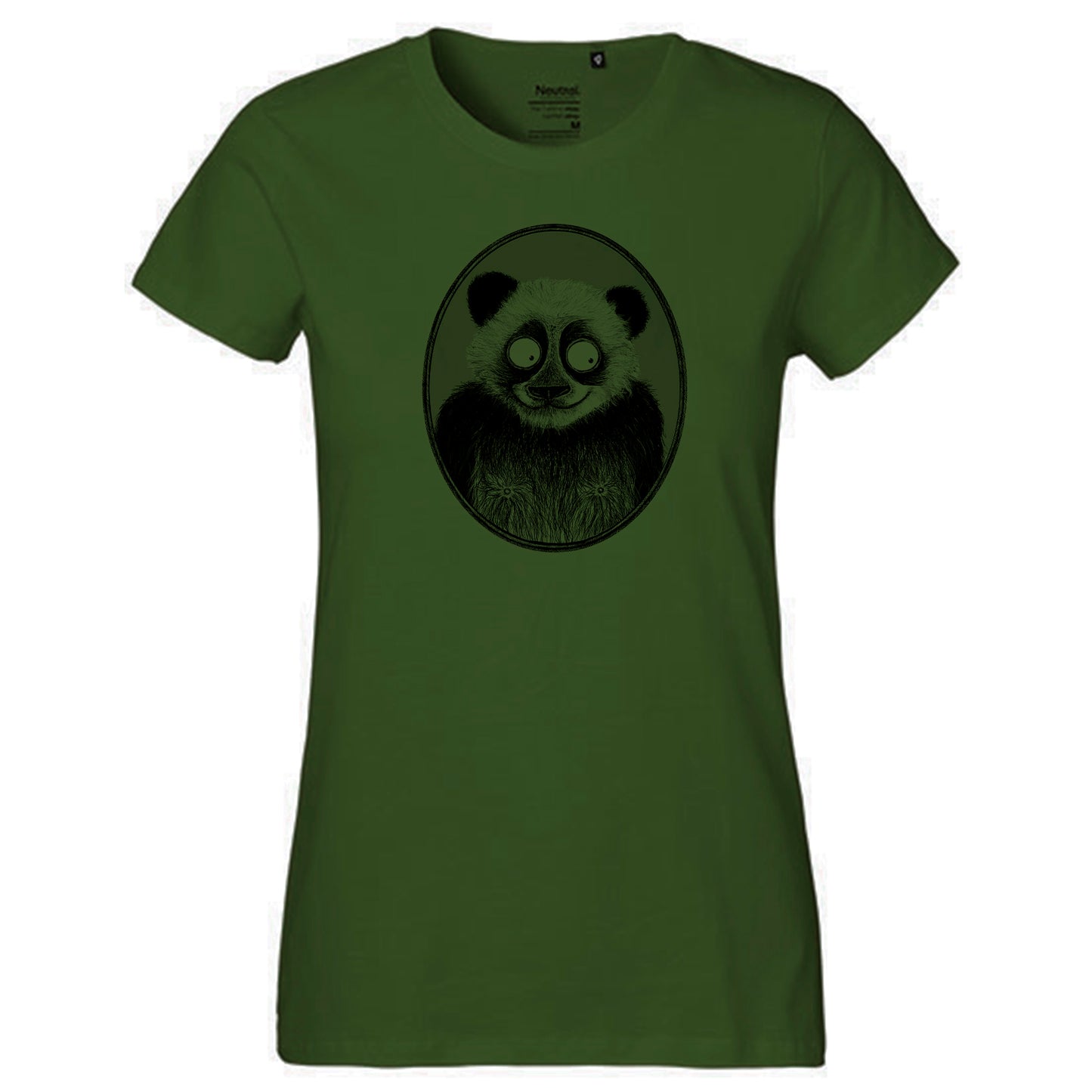 Fair-trade women's t-shirt 'Panda drawn' 100% organic cotton