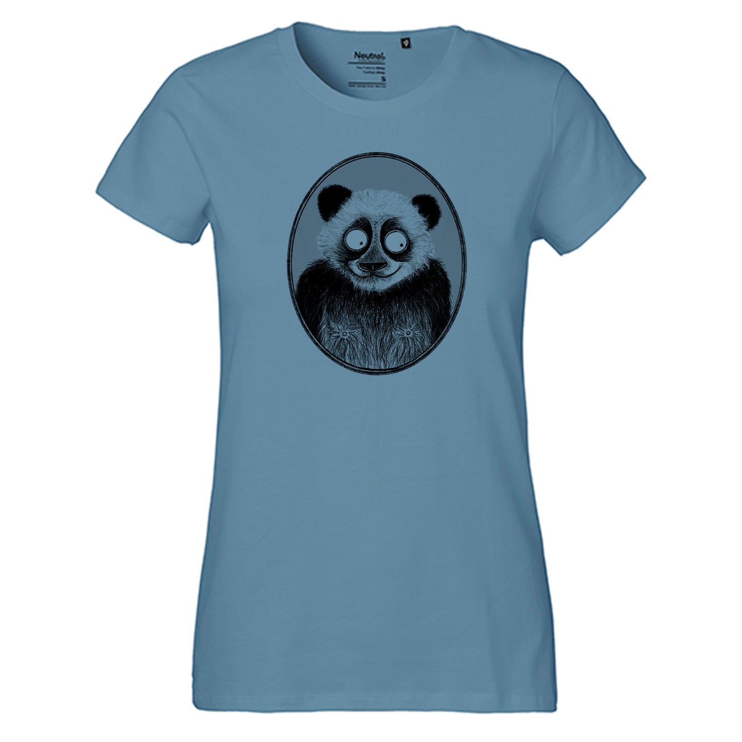 Fair-trade women's t-shirt 'Panda drawn' 100% organic cotton