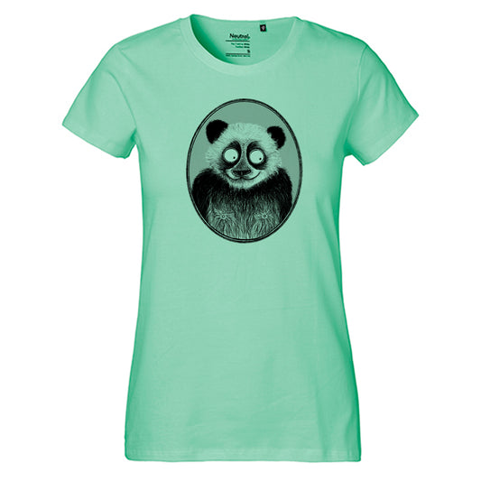 Fair-trade women's t-shirt 'Panda drawn' 100% organic cotton