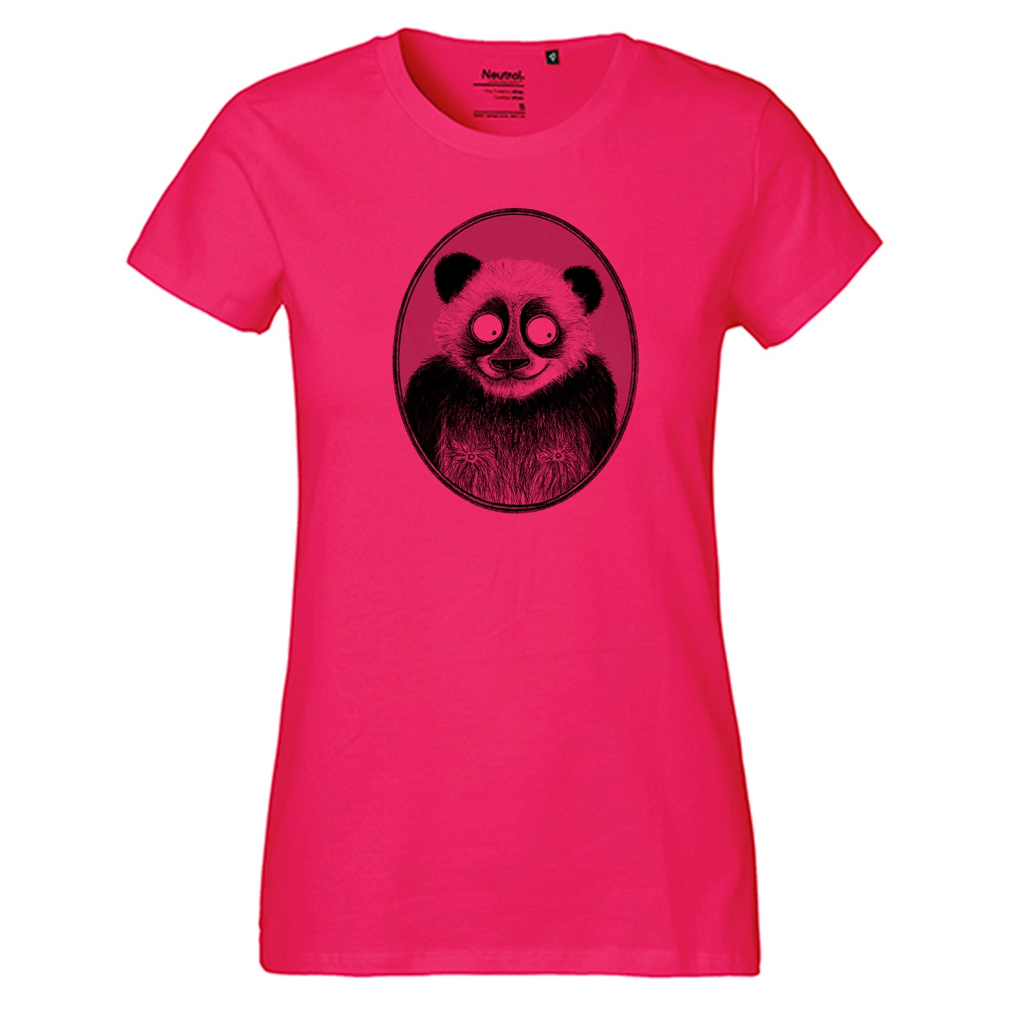 Fair-trade women's t-shirt 'Panda drawn' 100% organic cotton