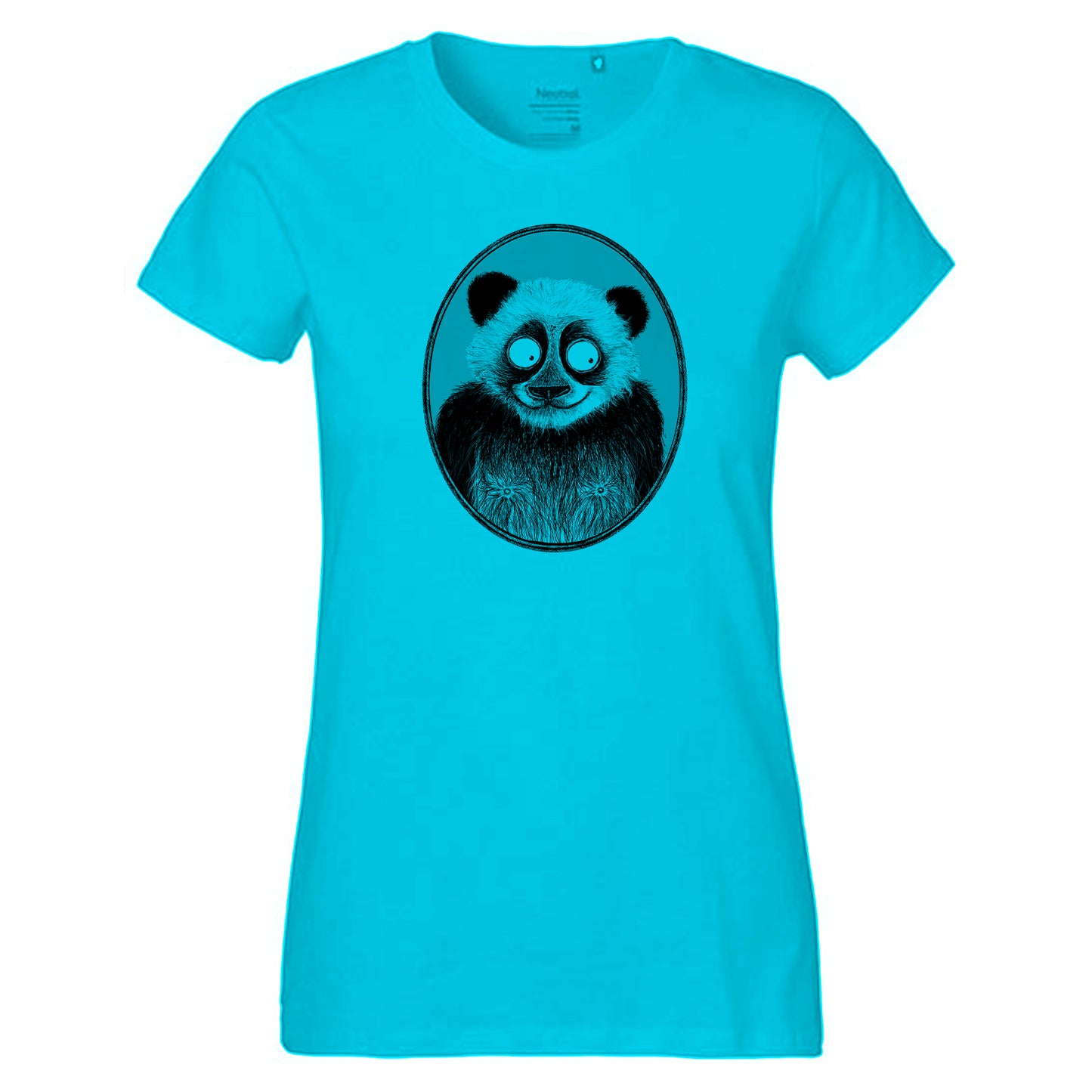 Fair-trade women's t-shirt 'Panda drawn' 100% organic cotton