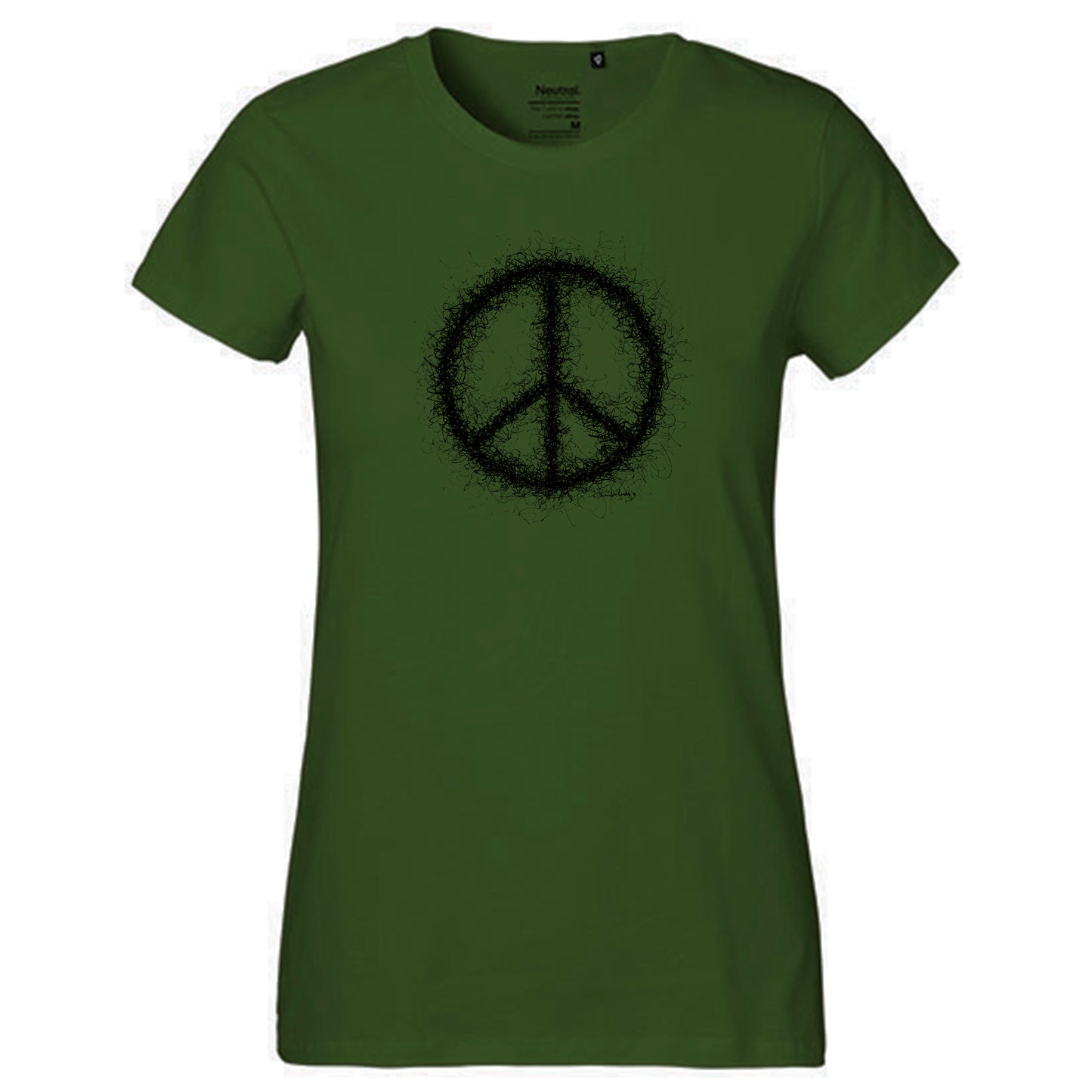 Fair-Trade Damen T-Shirt 'Peace gezeichnet' 100% Bio-Baumwolle