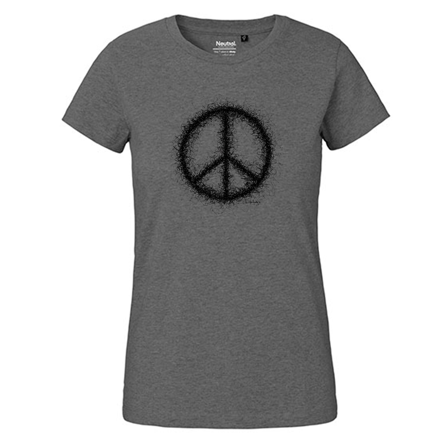 Fair-Trade Damen T-Shirt 'Peace gezeichnet' 100% Bio-Baumwolle