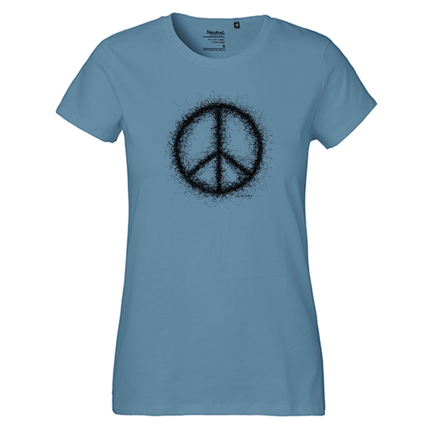 Fair-Trade Damen T-Shirt 'Peace gezeichnet' 100% Bio-Baumwolle