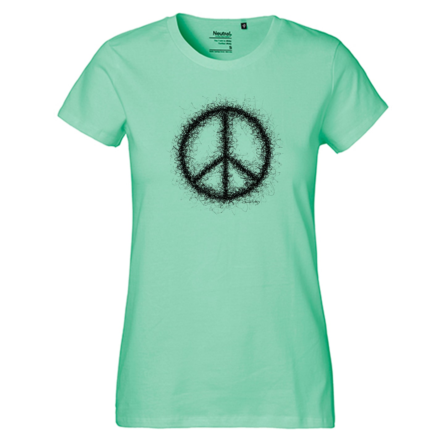 Fair-Trade Damen T-Shirt 'Peace gezeichnet' 100% Bio-Baumwolle