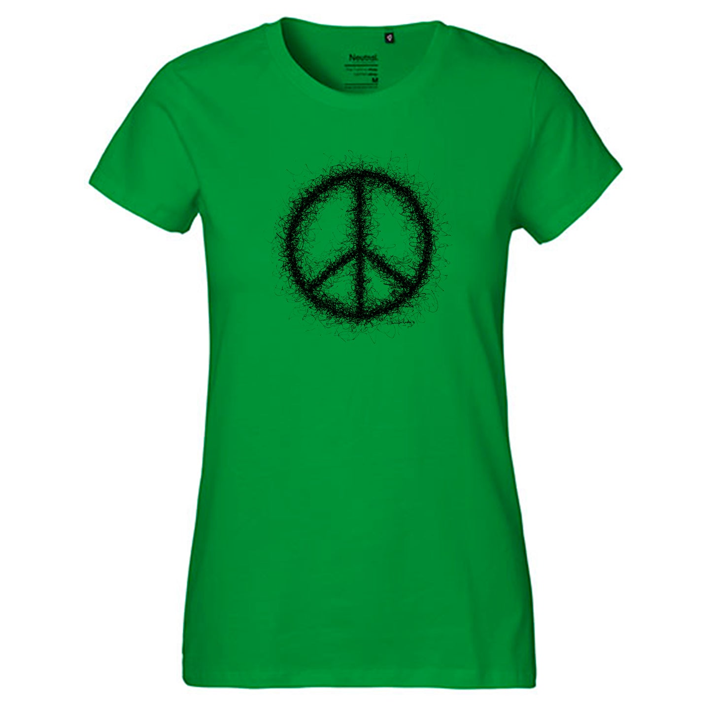 Fair-Trade Damen T-Shirt 'Peace gezeichnet' 100% Bio-Baumwolle