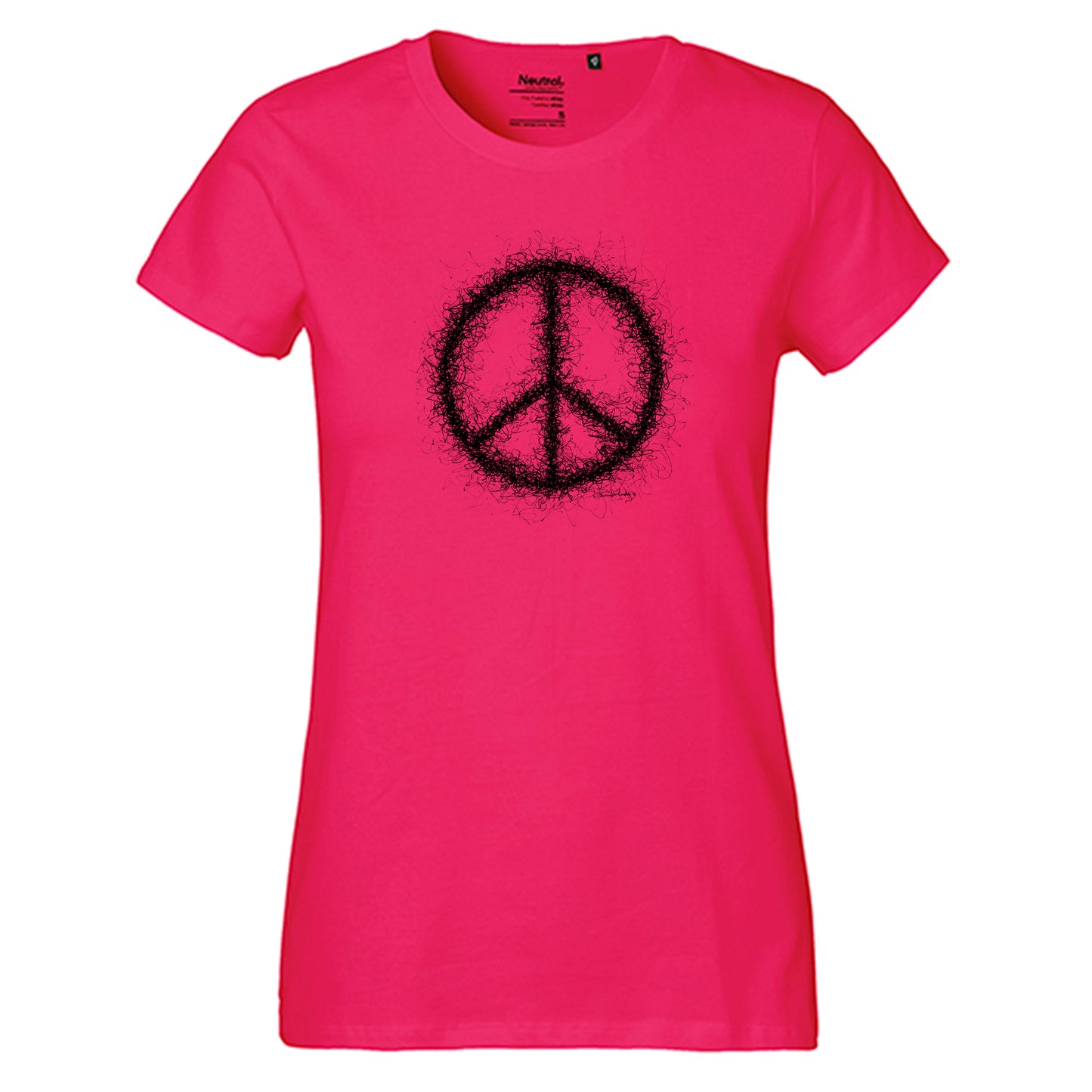 Fair-Trade Damen T-Shirt 'Peace gezeichnet' 100% Bio-Baumwolle