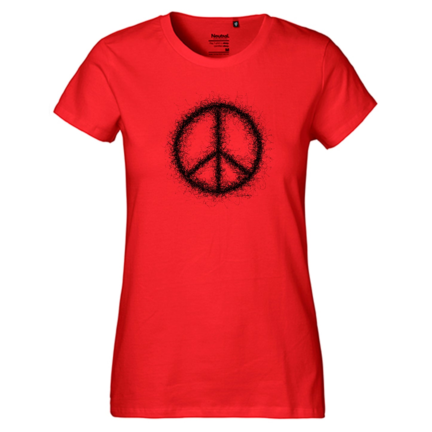 Fair-Trade Damen T-Shirt 'Peace gezeichnet' 100% Bio-Baumwolle