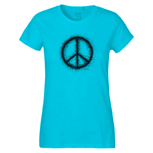 Fair-Trade Damen T-Shirt 'Peace gezeichnet' 100% Bio-Baumwolle