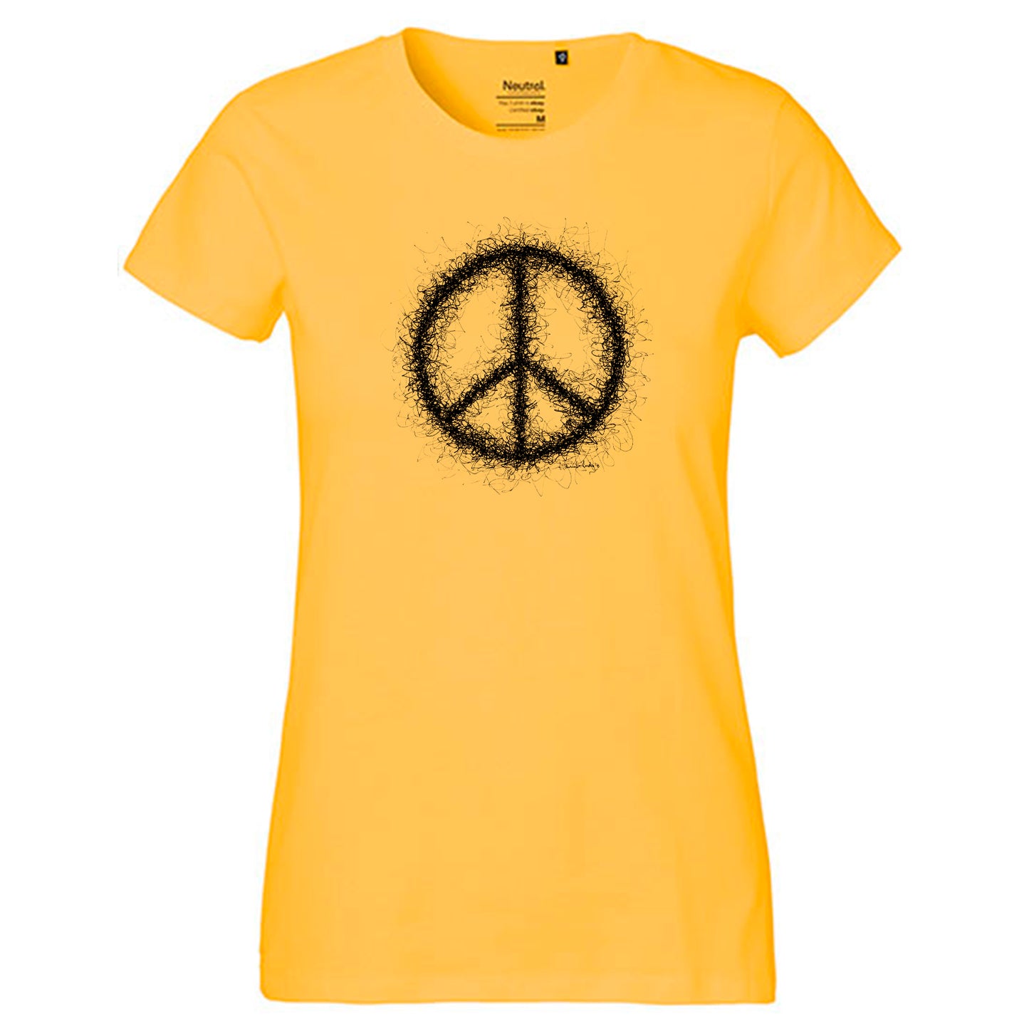 Fair-Trade Damen T-Shirt 'Peace gezeichnet' 100% Bio-Baumwolle