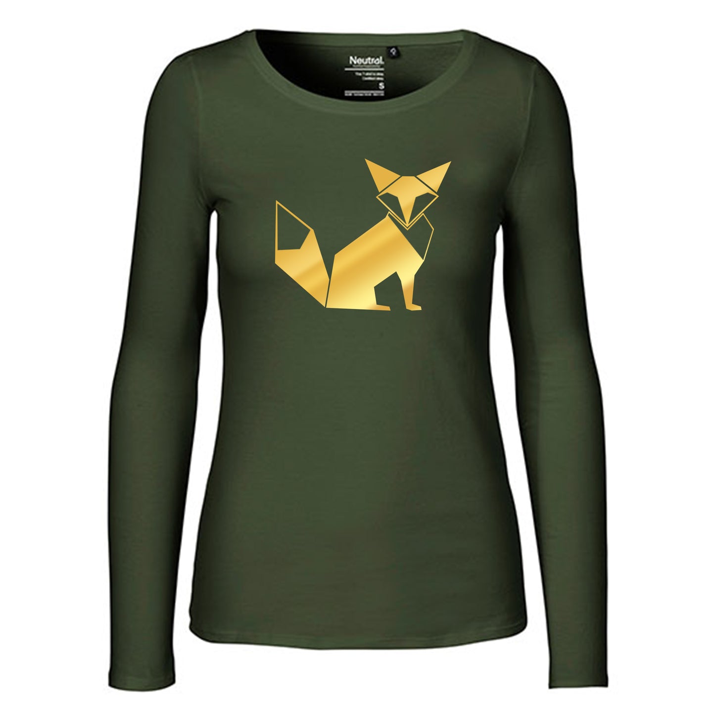 Damen FairTrade Longsleeve "Fuchs - origami" 100% BioBaumwolle und aus nachhaltiger Produktion