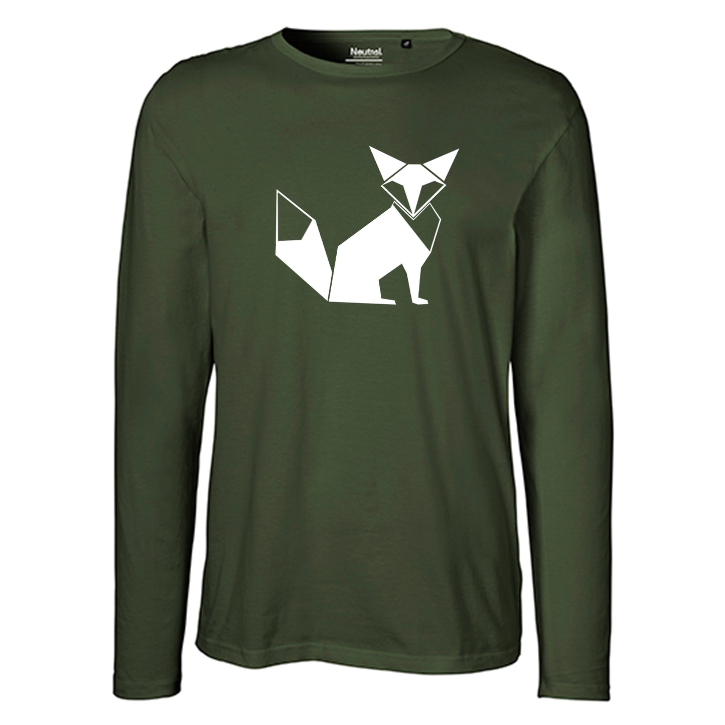 Herren FairTrade Longsleeve Shirt | Motiv "Fuchs - origami" | 100%  Bio-Baumwolle und aus nachhaltiger Produktion | Größen S-3XL